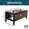 Indipets WOOF Design Wooden and Iron Stand with Stainless-Steel Bowls - Medium