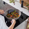 Fissler Ceratal Comfort 12" Ceramic Non-Stick Wok, 5.5 Quart, Warm Grey