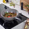 Fissler Ceratal Comfort 12" Ceramic Non-Stick Wok, 5.5 Quart, Warm Grey
