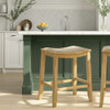 ARMEN BACKLESS BAR STOOL COUNTER HEIGHT STOOL WOOD LEGS SET OF 2 - AMBER GLOW