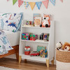 Danya B. Steiner White 3-Tier Freestanding Bookshelf Contrasting Wood-Toned Legs New