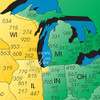 North America Satin Finish Full Color Time Zone Area Code Map, 24 by 36 Inch New