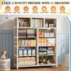 WLIVE Tall Dresser for Bedroom, 11 Drawer Chest of Drawers, Cream White
