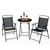 Backyard Expressions 3-Piece Folding Bistro Set –Outdoor Patio 2 Mesh Chairs