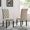 Roundhill Leviton Solid Wood Tufted Dining Chair (Set of 2) Tan B0842ZHHHF New