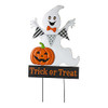 Glitzhome 32" H Lighted Metal Ghost Yard Stake Halloween Yard Sign Stakes -White New