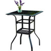 PatioFestival Outdoor Bistro Bar Table 2-Tier Glass Top B07V86XPQB - Black New