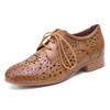 Mona flying Women's Leather Perforated Lace-up Oxfords Brogue Derby Shoes