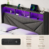 DRIFTALIA KING BED FRAME WITH 2 DRAWERS & CHARGING HEADBOARD DARK GRAY