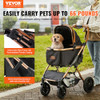 VEVOR LARGE PET STROLLER MEDIUM LARGE DOGS CATS UP TO 66LBS DETACHABLE - BLACK