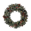 Glitzhome 24" D Pre-Lit Glittered Pine Cone Christmas Wreath Lights Timer New