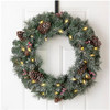 Glitzhome 24" D Pre-Lit Glittered Pine Cone Christmas Wreath Lights Timer New