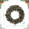 Glitzhome 24" D Pre-Lit Glittered Pine Cone Christmas Wreath Lights Timer New