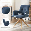 ZOURON SWIVEL DESK CHAIR UPHOLSTERED OFFICE CHAIR OAK WOOD - FABRIC-BLUE