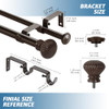 Urbanest Fluted Ball Adjustable Double Drapery Curtain Rod 5/8" - Bronze New