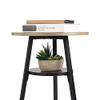 CubiCubi Round End Table, Wooden Shelves, 2-Tier Rustic Vintage Table - Greige New