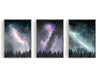 Galaxy wall art watercolor print northern lights 3 prints (18" x 24" x 3 Prints) New