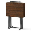 Mainstays 5-Piece Folding Tray Table Set with Stand B08B4YMBY8 - Sawcut Brown