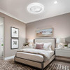 YITAHOME Bladeless Ceiling Fan Light 20" Modern Enclosed Chandelier - White New