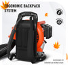 BAOTREE 80CC GAS BACKPACK LEAF BLOWER, 800 CFM 200 MPH COMMERCIAL GRADE - ORANGE