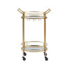 Linon Round Metal and Mirror Bar Cart B01IUKNBX4 - Gold New