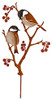 Chickadees & Berries Garden Stake Garden Art Flower Pot Decor Hand Painted New