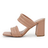 Ermonn Womens Chunky Block Heeled Sandals Two Strap High Heels Nude Size 6.5