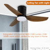 SIMPLE DELUXE INFINIPOWER 40-INCH CEILING FANS WITH LIGHTS AND REMOTE - BROWN New