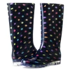 landchief Women's Knee High Rain Boots PVC Waterproof Size: 8 - Black/Polka Dots