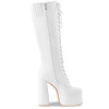 Perisis Women's Chunky Platform Knee High Boots Lace Up Goth Size: 9 - White