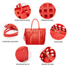 B09ZKSWB17 LMKIDS Women Fashion Handbags Wallet Tote Bag Top 2pcs (Red)