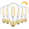 KONDRAS DIMMABLE LED BULBS 7W 850LUMENS 60W E26 ST58 Antique Light Bulbs 6-Pack