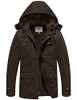 WenVen Men's Winter Thicken Cotton Parka Jacket Warm Coat, Brown, S New