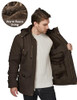 WenVen Men's Winter Thicken Cotton Parka Jacket Warm Coat, Brown, S New