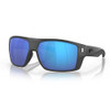 COSTA DEL MAR MENS DIEGO RECTANGULAR SUNGLASSES MATTE GREY/BLUE MIRRORED