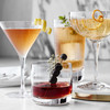 WILLIAMS SONOMA RESERVE MARTINI GLASSES, SET OF 4, 4" DIAM. 6 3/4" HIGH. - CLEAR