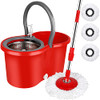 Spin Mop and Bucket with Wringer Set, 3 Microfiber Mop Heads, 61" Handle New
