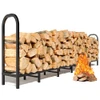 GREENER 8FT HEAVY DUTY FIREWOOD RACK OUTDOOR ADJUSTABLE METAL LOG HOLDER