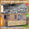 GREENER 8FT HEAVY DUTY FIREWOOD RACK OUTDOOR ADJUSTABLE METAL LOG HOLDER