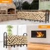GREENER 8FT HEAVY DUTY FIREWOOD RACK OUTDOOR ADJUSTABLE METAL LOG HOLDER