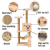 Wooden Cat Tree Condo with Natural Sisal Rope Scratching Post Activity Tower New
