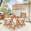 Toolsempire 3 Pieces Patio Bistro Set Acacia Wood Round Coffee Table - Cream New