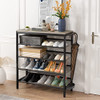 SIMPLEWISE SHOE RACK, 5-TIER METAL, WITH UMBRELLA HOLDER - MARBLE