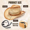 Simplicity Cowboy Hat Men Straw Western Hat Brown Leather Band New