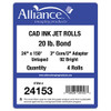 Alliance Wide Format Paper 24" x 150' CAD Bond Rolls (20lb | 4 Rolls) New