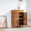 Suwoic 2 Doors Shoe Cabinet with 4 Tier Shoe Storage Cabinet Cross - Dark Brown New