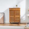 Suwoic 2 Doors Shoe Cabinet with 4 Tier Shoe Storage Cabinet Cross - Dark Brown New