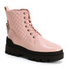 TINSTREE Womens Combat Boots Lace up Ankle Waterproof Platform Shoes Pink 9.5 New