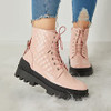TINSTREE Womens Combat Boots Lace up Ankle Waterproof Platform Shoes Pink 9.5 New
