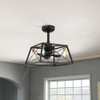MOTINI Caged Ceiling Fan with LED Light Kit - Black/Gold Brushed Brass New